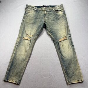 Jordan Craig Ross Jeans Mens 44x32 Blue Distressed Sandblasted Slim Fit JR1020